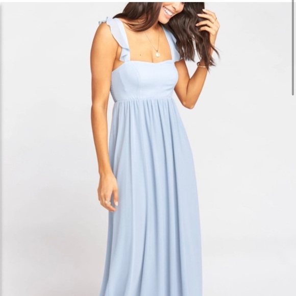 Show Me Your MuMu Dresses & Skirts - Show Me Your MuMu June Ruffle-Strap Maxi Dress – Steel Blue, Size S NWT
